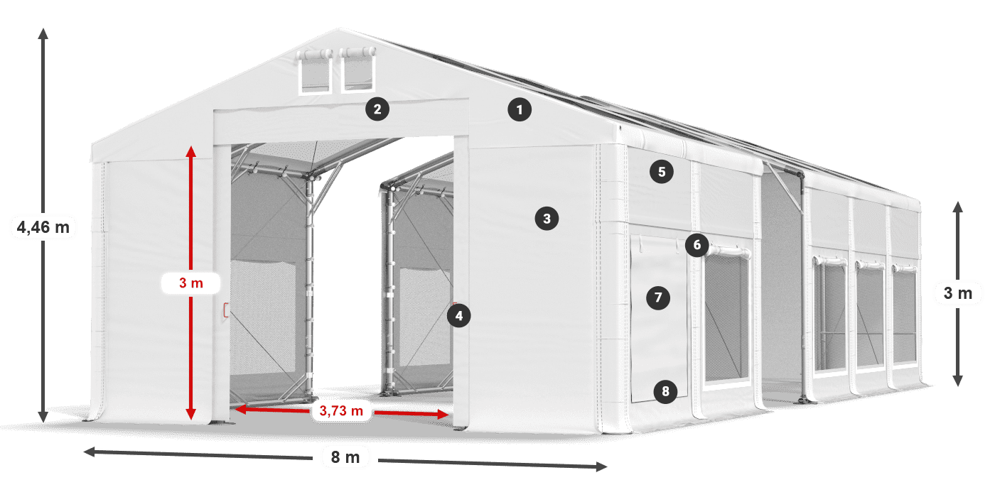 Dach: MS T 580 PVC Wände: SD M 500 PVC 3m Legende