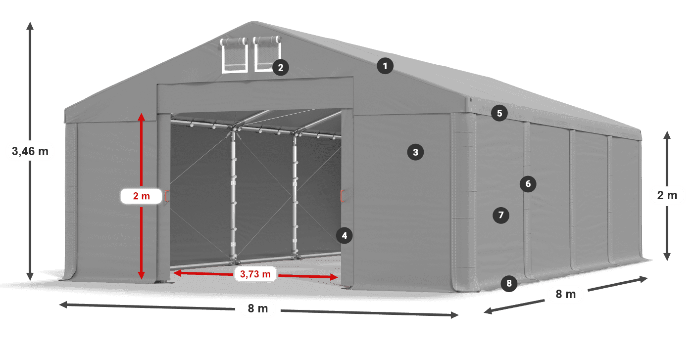 Dach: FR 620 PVC Wände: SD 580 PVC 2m Legende